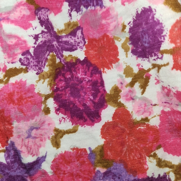 Talbots Pink & Purple Floral Women's Top Size XL 3/4 Sleeves Rolled Hem Edges - Picture 5 of 9